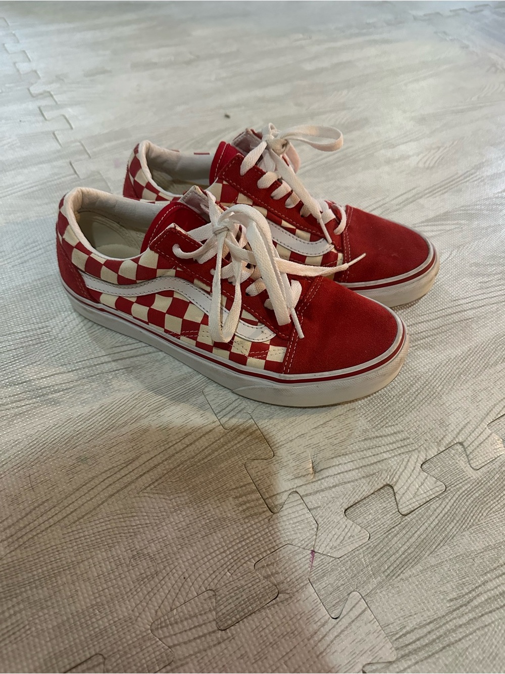 Vans Kids Red & White Checkerboard Old Skool Sneakers